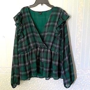 Torrid Plaid Ruffle Blouse